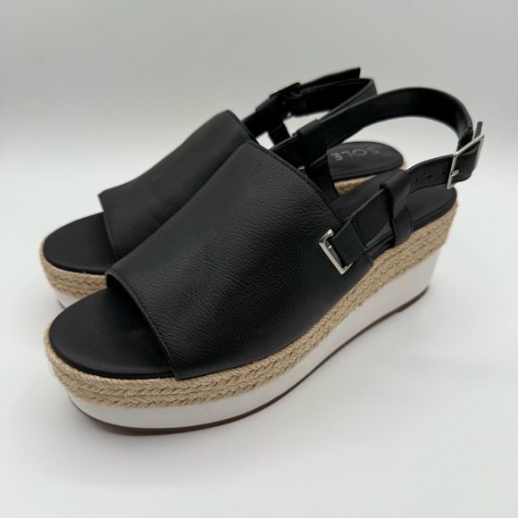 Sole Society Ayelani Boho Black Espadrille Wedge Open Toe Sandals SZ 9M - Picture 16 of 16